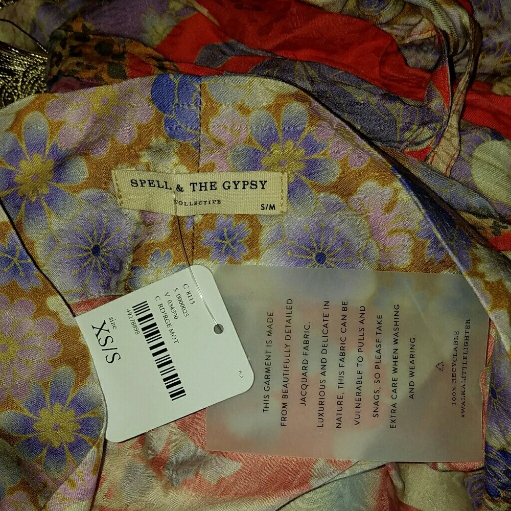 New spell free people willow short kimono tassel S - Picture 6 of 6